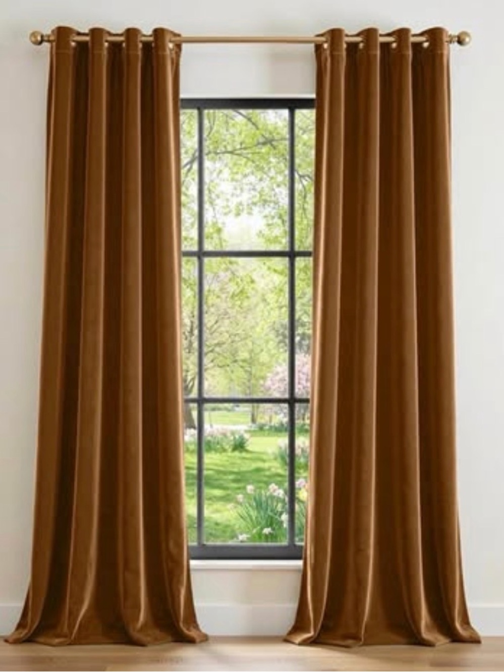 Lazzzy Velvet Blackout Curtains-2panels, Gold Brown - 96”L x 42”W